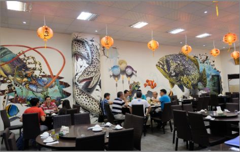镇江海鲜餐厅墙体彩绘